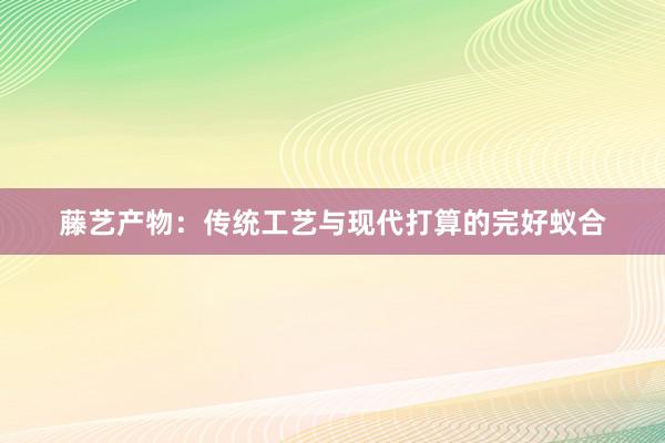 藤艺产物：传统工艺与现代打算的完好蚁合