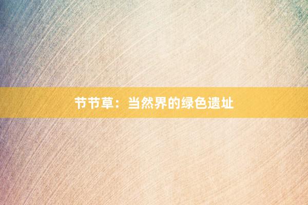 节节草：当然界的绿色遗址